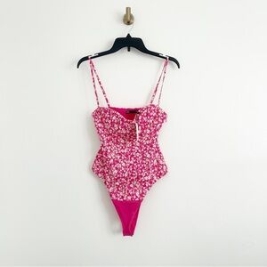 NEW Zara Pink Floral Corseted Bodysuit Size Small (S)